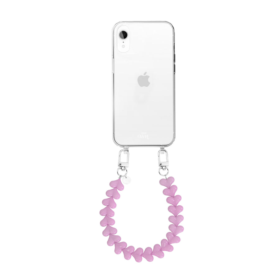 iPhone XR - Funky Hearts (Pink) Transparant Cord Case