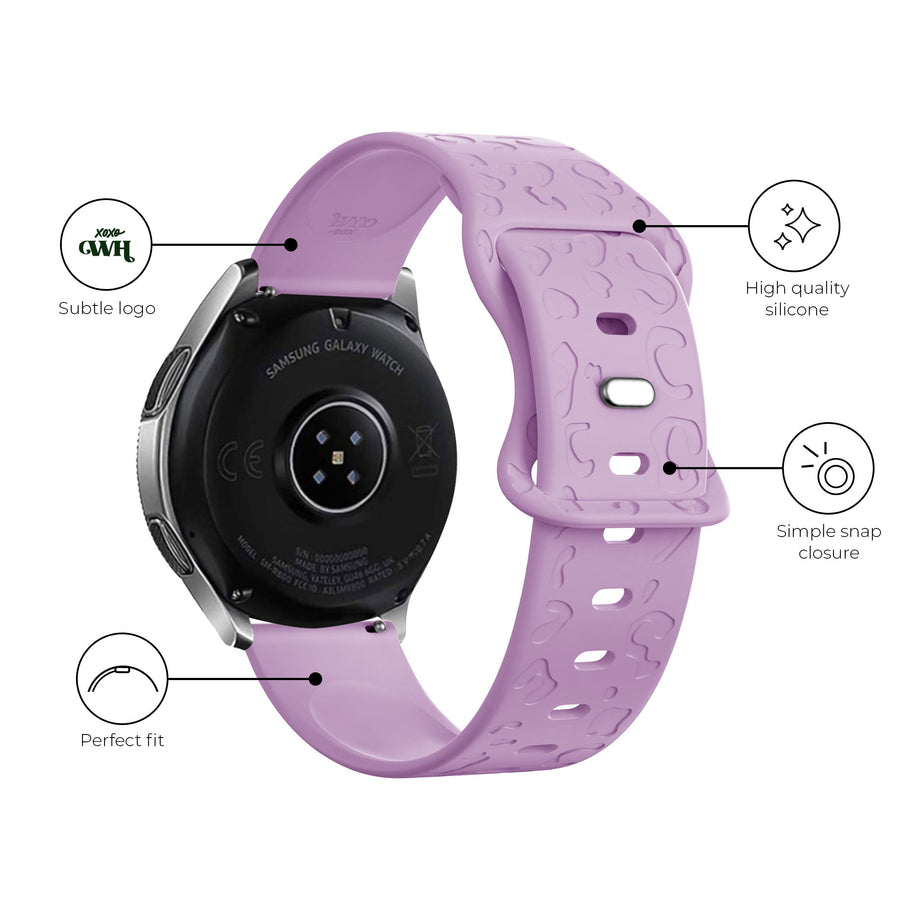 Samsung Galaxy Watch Active 2 (40 & 44mm) Silicone strap Leopard Print - Lilac
