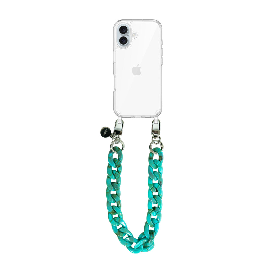 iPhone 16 - Blue Ocean Transparant Cord Case - Short Cord