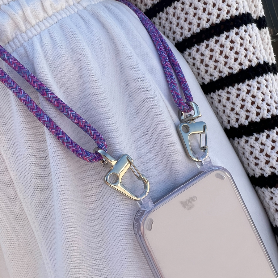 iPhone 15 Plus - Wildhearts Transparent Lila Fever Cord Case