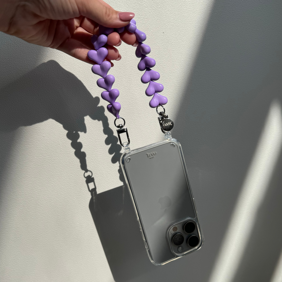 iPhone XR - Funky Hearts (Purple) Transparant Cord Case