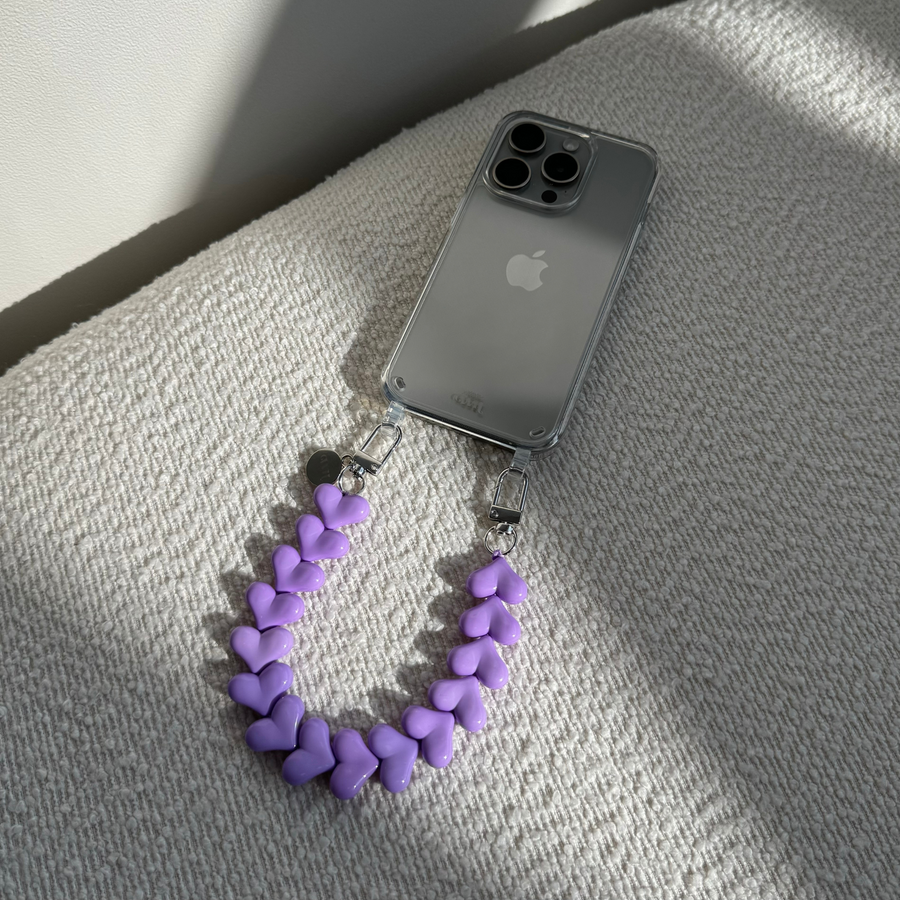 iPhone 11 - Funky Hearts (Purple) Transparant Cord Case