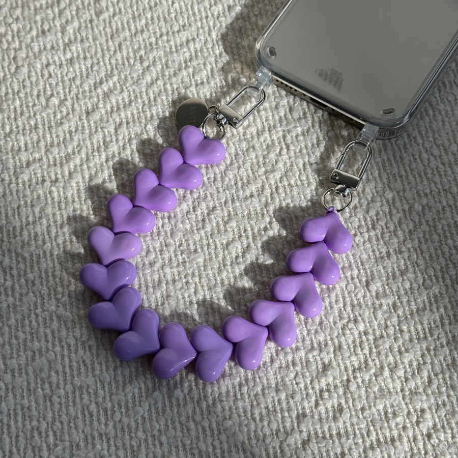 iPhone 13 Mini - Funky Hearts (Purple) Transparant Cord Case