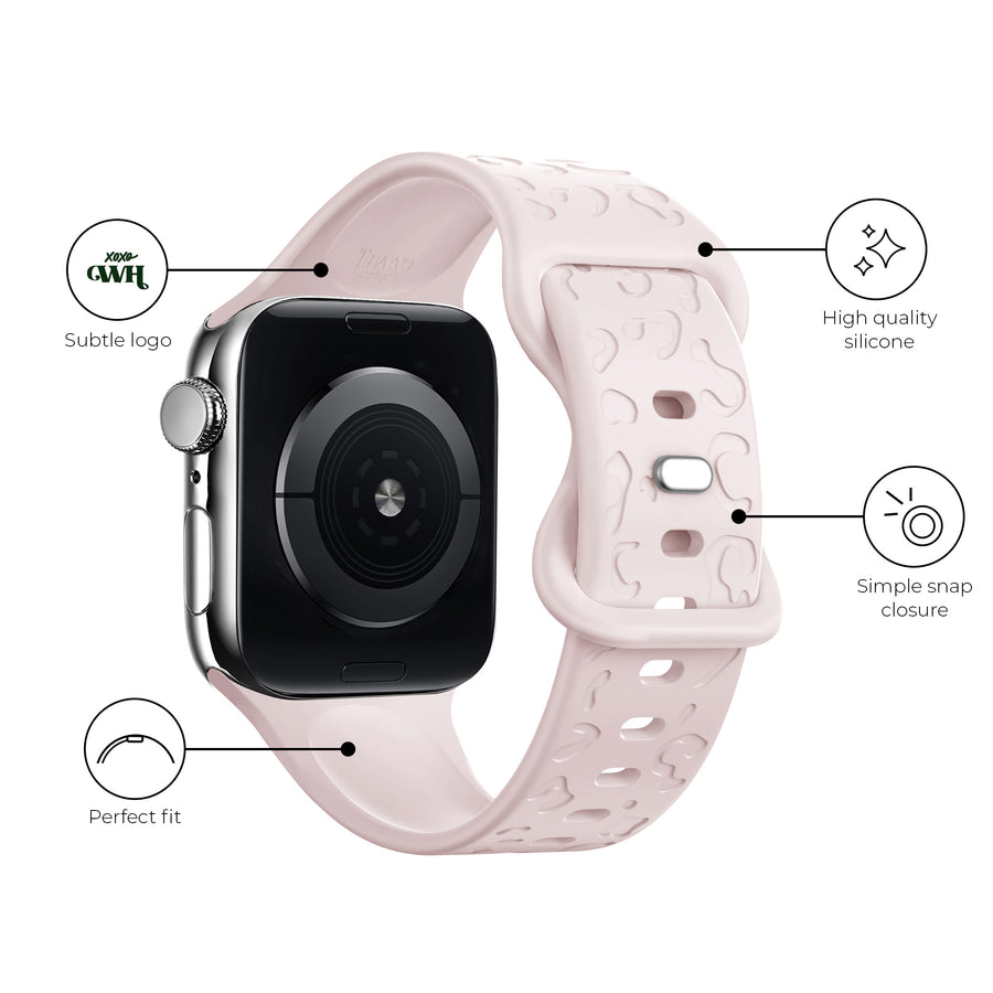 Apple Watch siliconen bandje Leopard Print - light pink