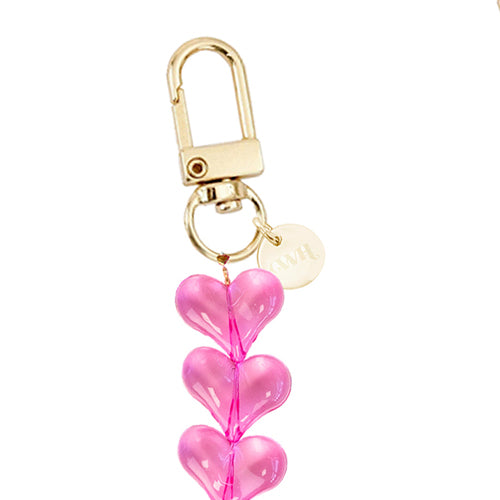 iPhone 15 - Funky Hearts (Transparent Pink) Transparant Cord Case