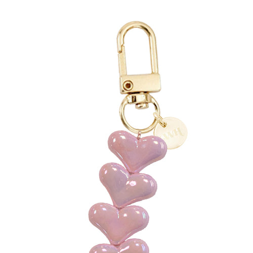 iPhone 13 Pro - Funky Hearts (Pink Metal) Transparant Cord Case