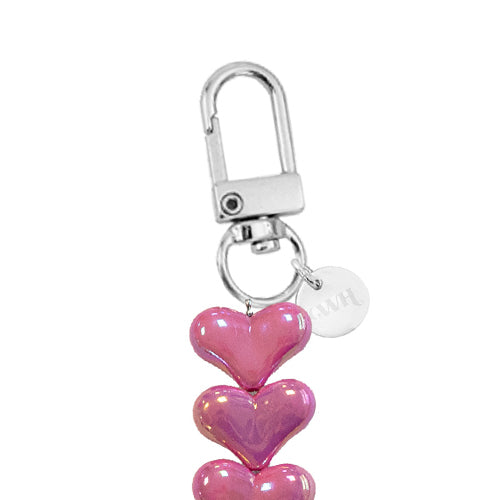 iPhone 14 - Funky Hearts (Fuchia Metal) Transparant Cord Case