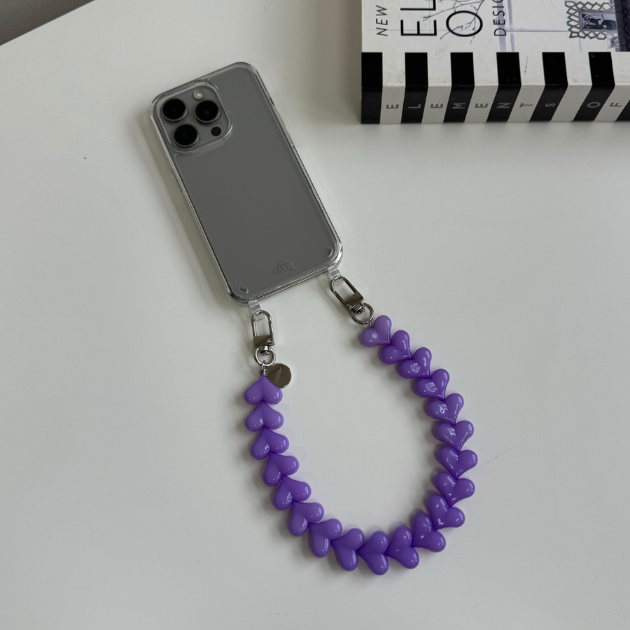 iPhone 7/8 Plus - Funky Hearts (Purple) Transparant Cord Case