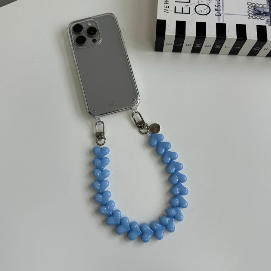 iPhone 16 Pro Max - Funky Hearts (Light Blue) Transparant Cord Case