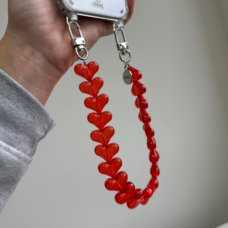 Funky Hearts Charm Cord (transparent red)