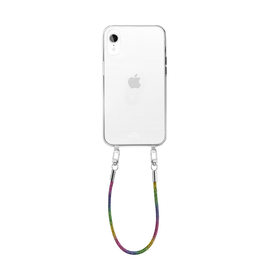 iPhone XR - Rainbow Diamonds Transparant Cord Case