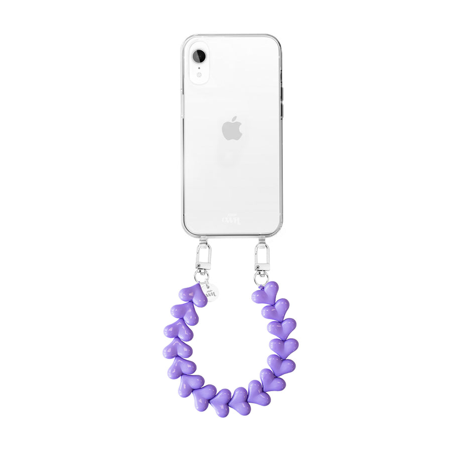 iPhone XR - Funky Hearts (Purple) Transparant Cord Case