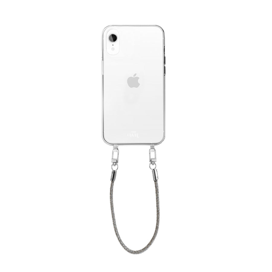 iPhone XR - Silver Diamonds Transparant Cord Case