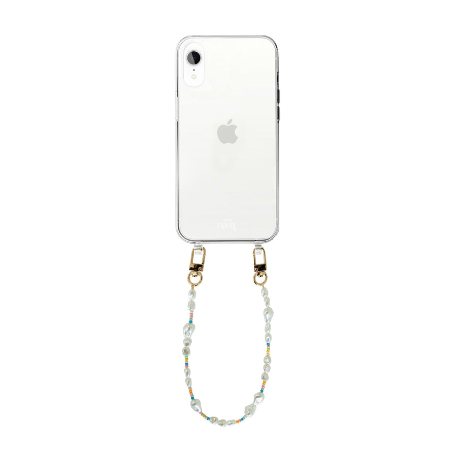 iPhone XR - Beachy Vibes Transparant Cord Case - Short Cord