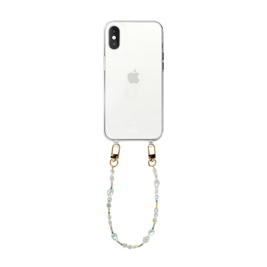 iPhone X/XS - Beachy Vibes Transparant Cord Case - Short Cord