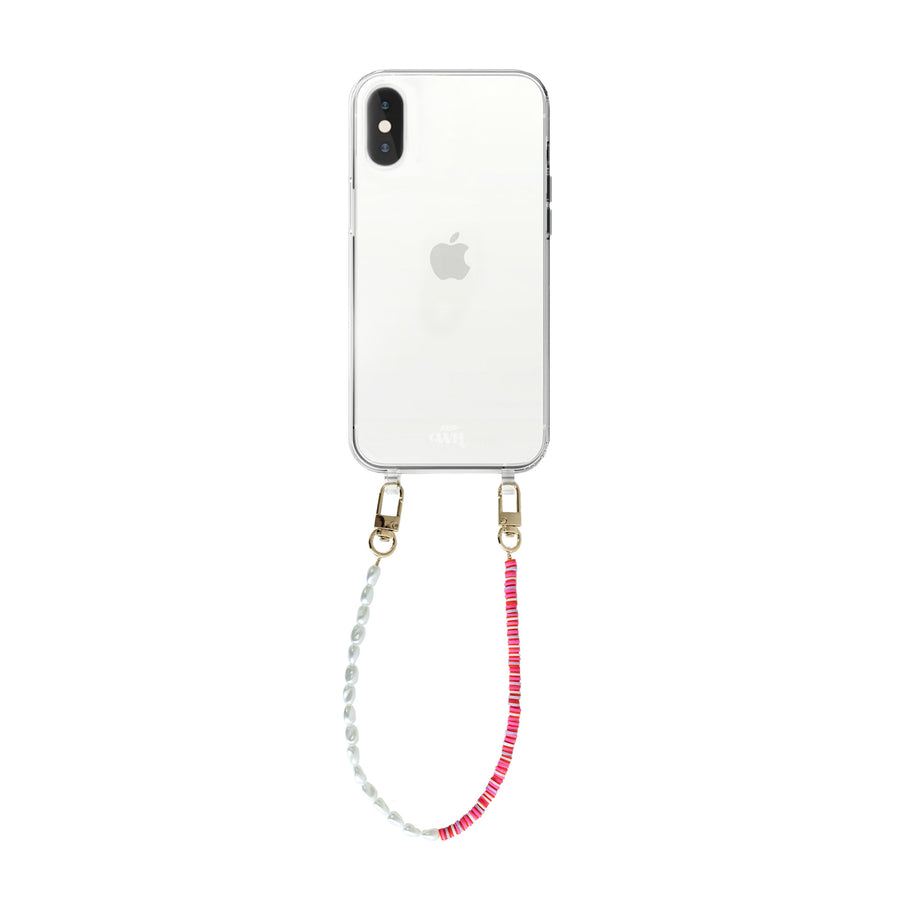 iPhone X/XS - Island Girl Transparant Cord Case - Short Cord