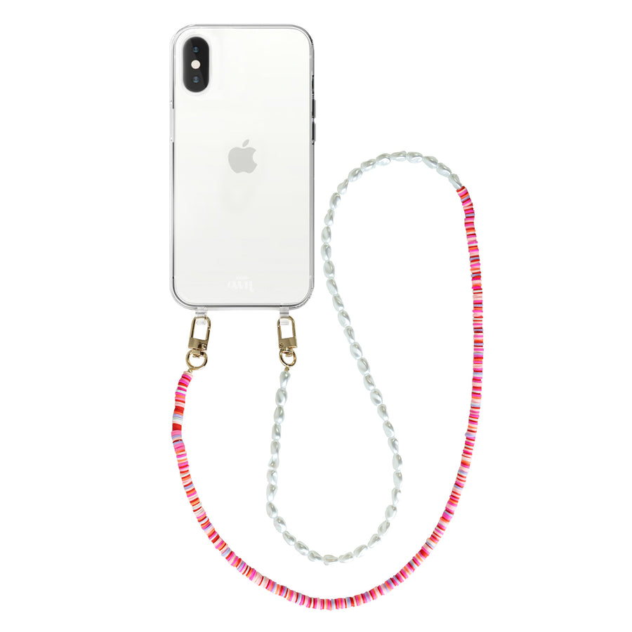 iPhone X/XS - Island Girl Transparant Cord Case - Long Cord