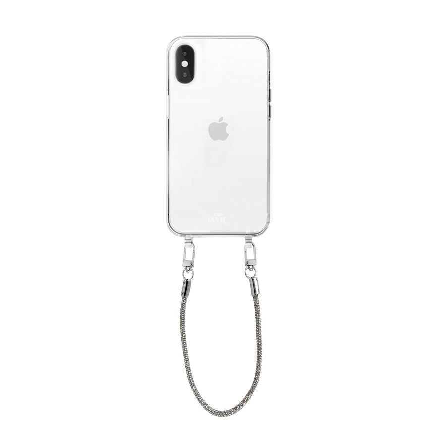 iPhone XS Max - Silver Diamonds Transparant Cord Case