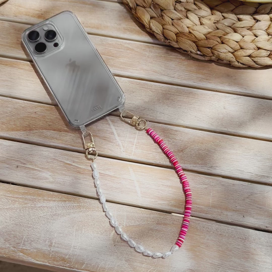 iPhone 16 - Island Girl Transparant Cord Case - Short Cord