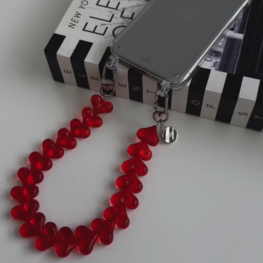 Funky Hearts Charm Cord (transparent red)