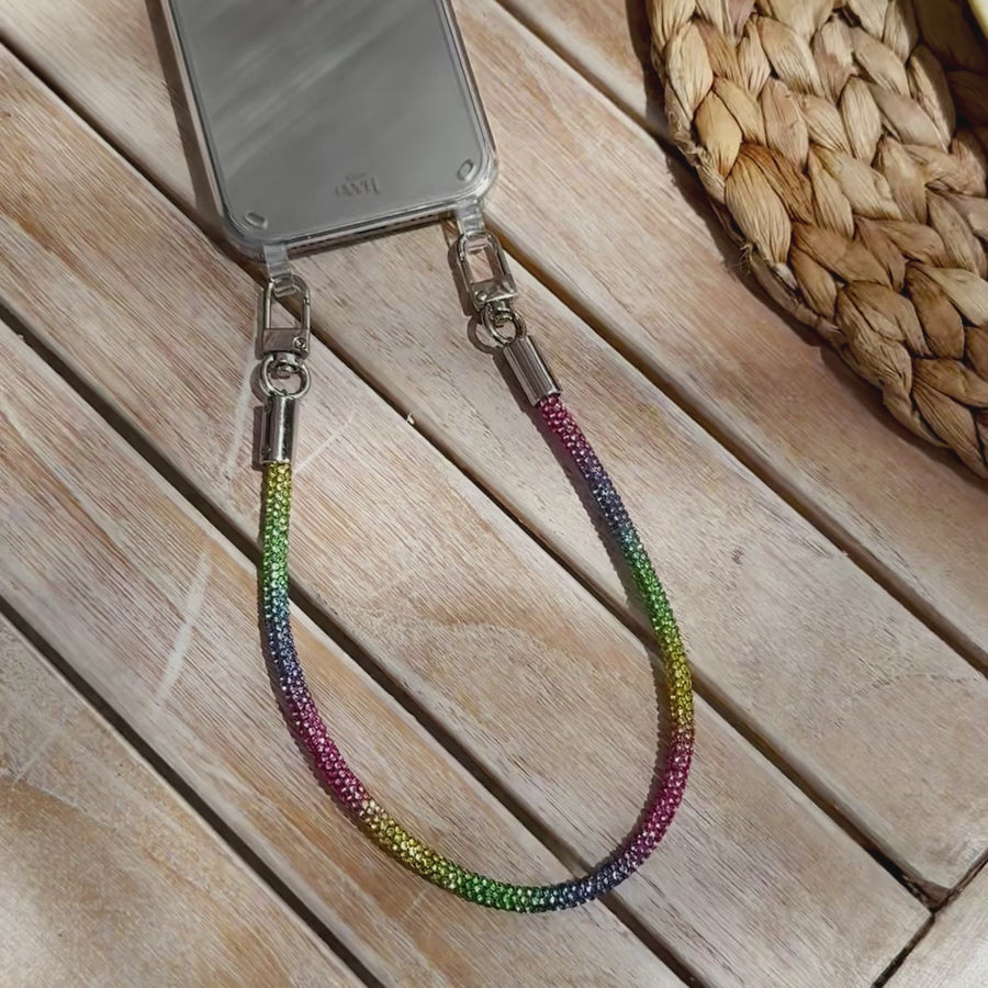 iPhone 15 - Rainbow Diamonds Transparant Cord Case